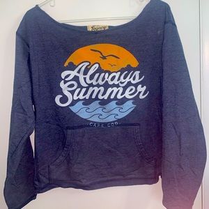 Small cropped off the shoulder sweatshirt